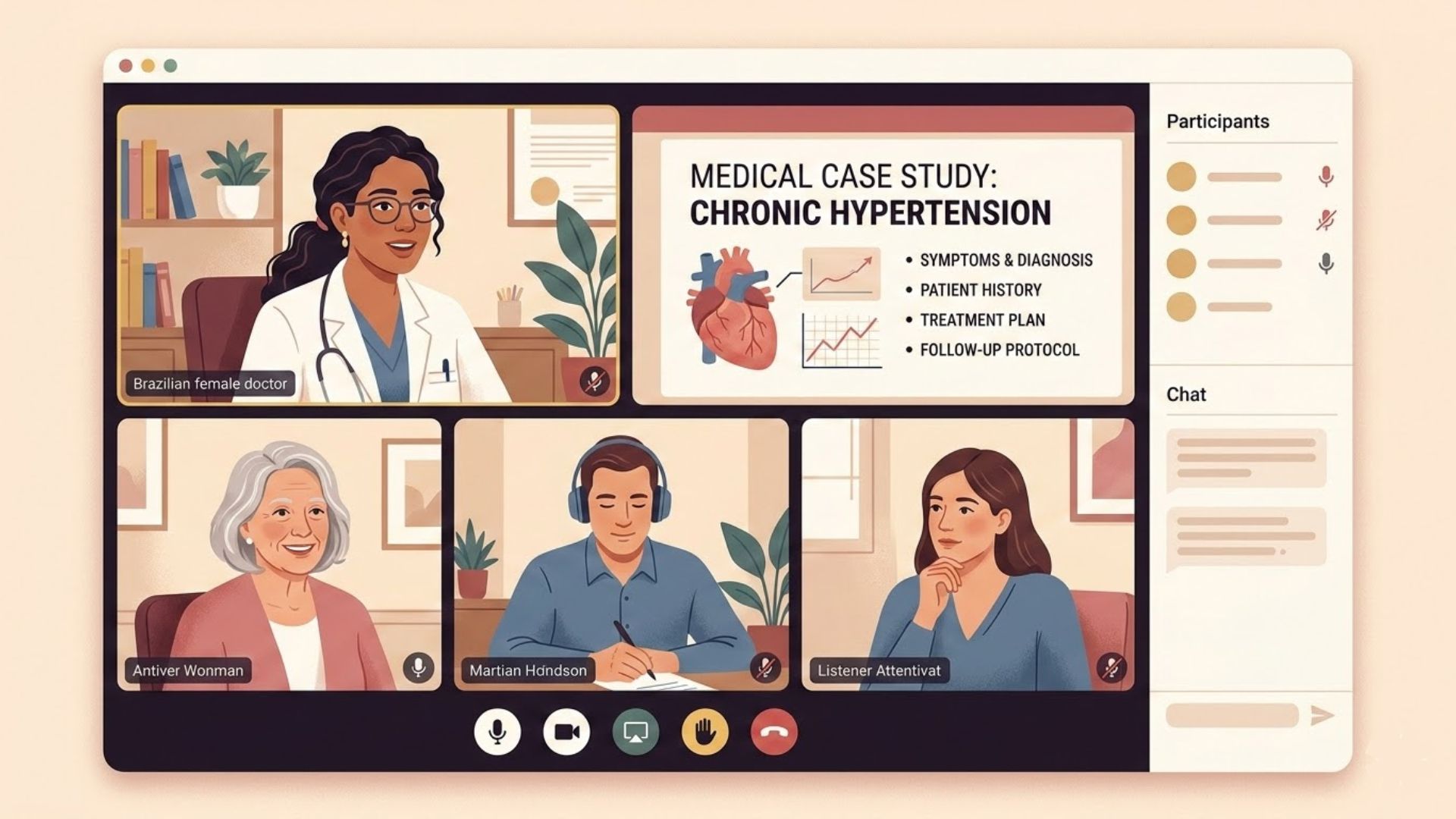 Aula ao vivo de conversação médica